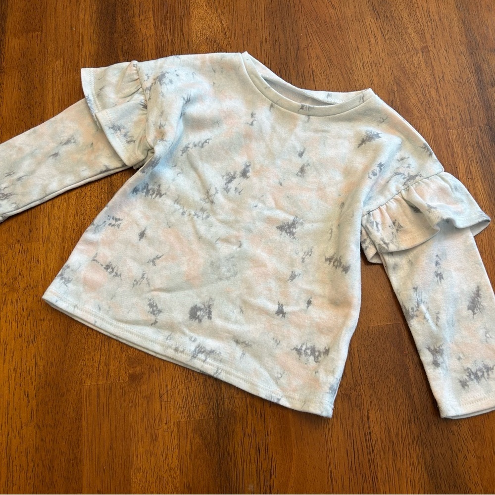 Grayson Mini Pastel Tie-Dye Ruffle Shoulder Long Sleeve Top | Toddler Girl 2T